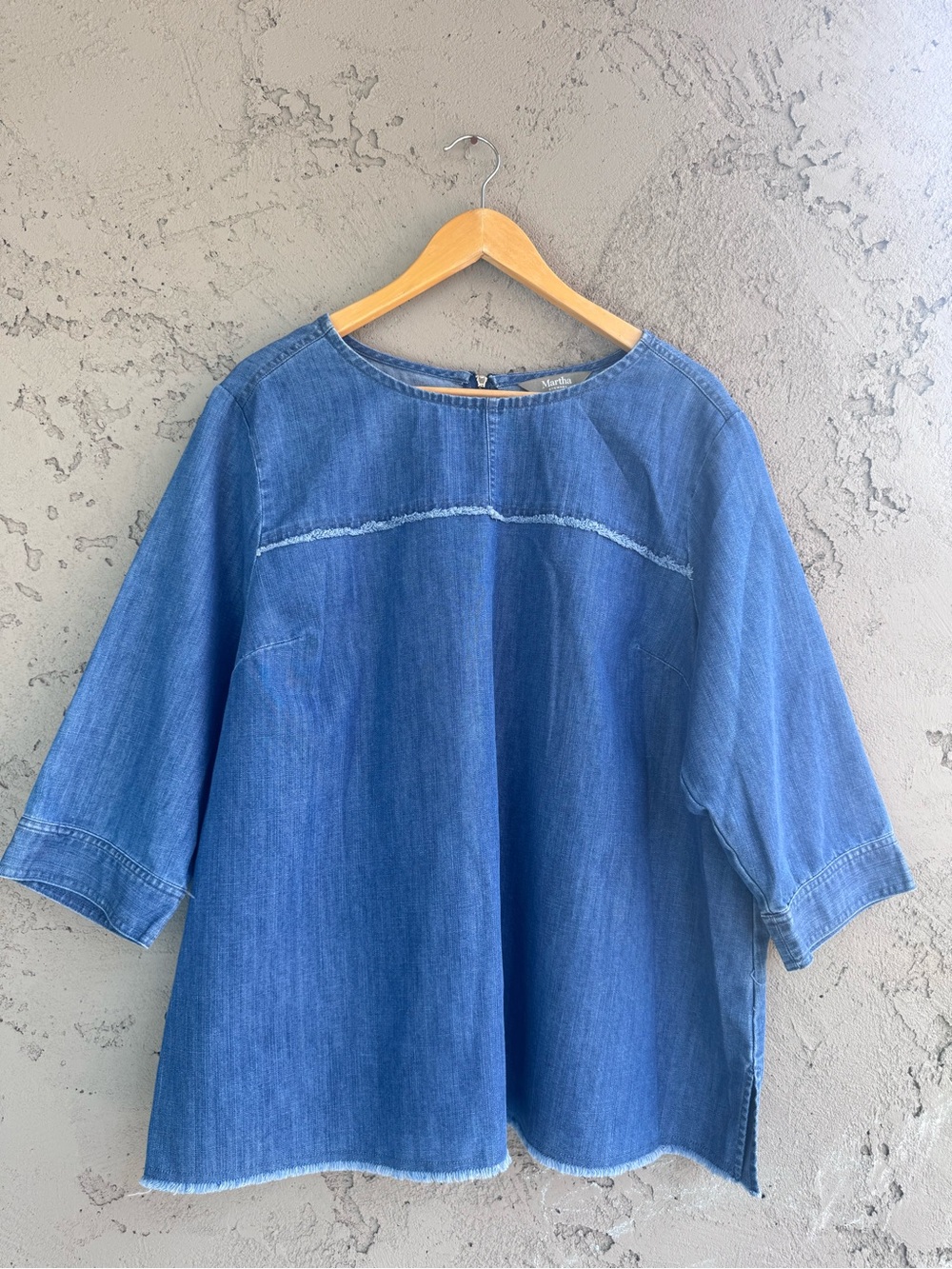 Martha Stewart Blue Denim Boxy Blouse Top 1X